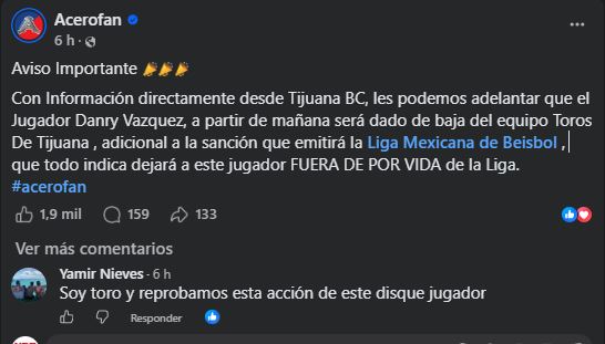 Publicación en Facebook